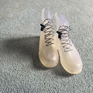 Clear slip on lace up boots
